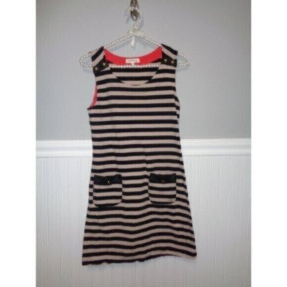 Monteau women's Medium striped Mini dress Leather Look Accent